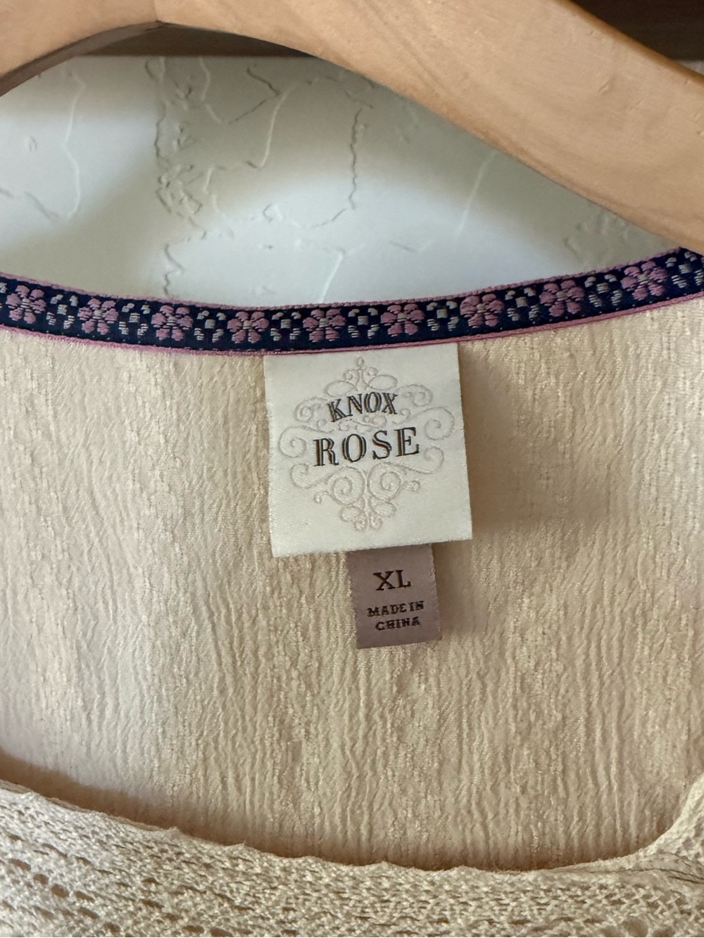 Knox Rose|Boho Cream floral Embroidered Long-Sleeve Peasant Blouse,crotchet••• - Picture 10 of 13